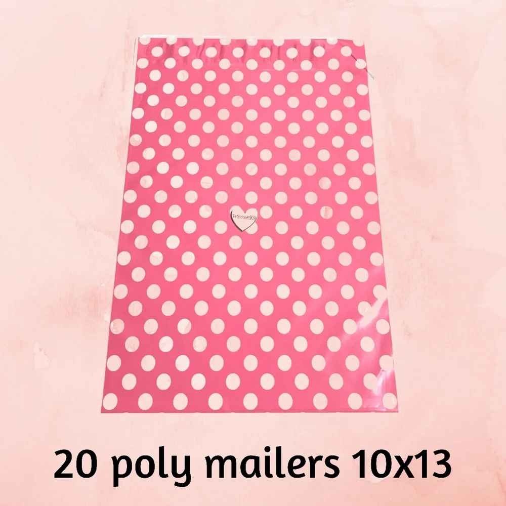 20- pink polka dot poly mailers size 10x13